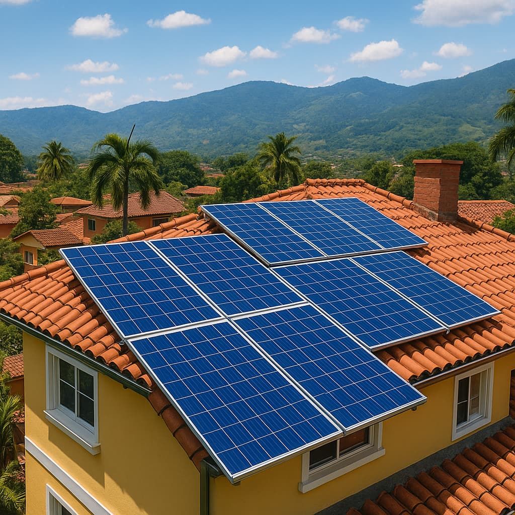 Instalación de placas solares en una cubierta, ejemplo del segmento hogares