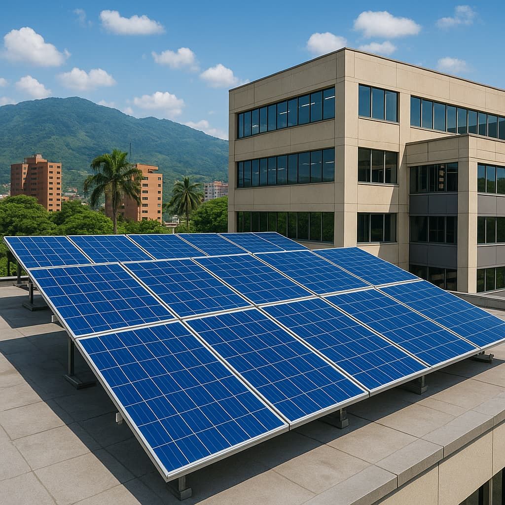 Instalación de placas solares en una cubierta, ejemplo del segmento empresas