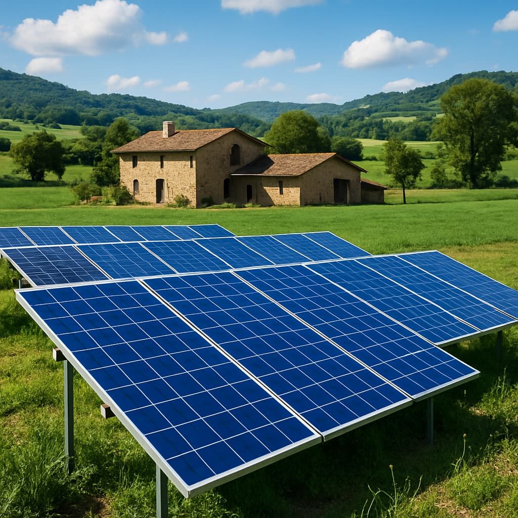 Instalación de placas solares en una cubierta, ejemplo del segmento fincas
